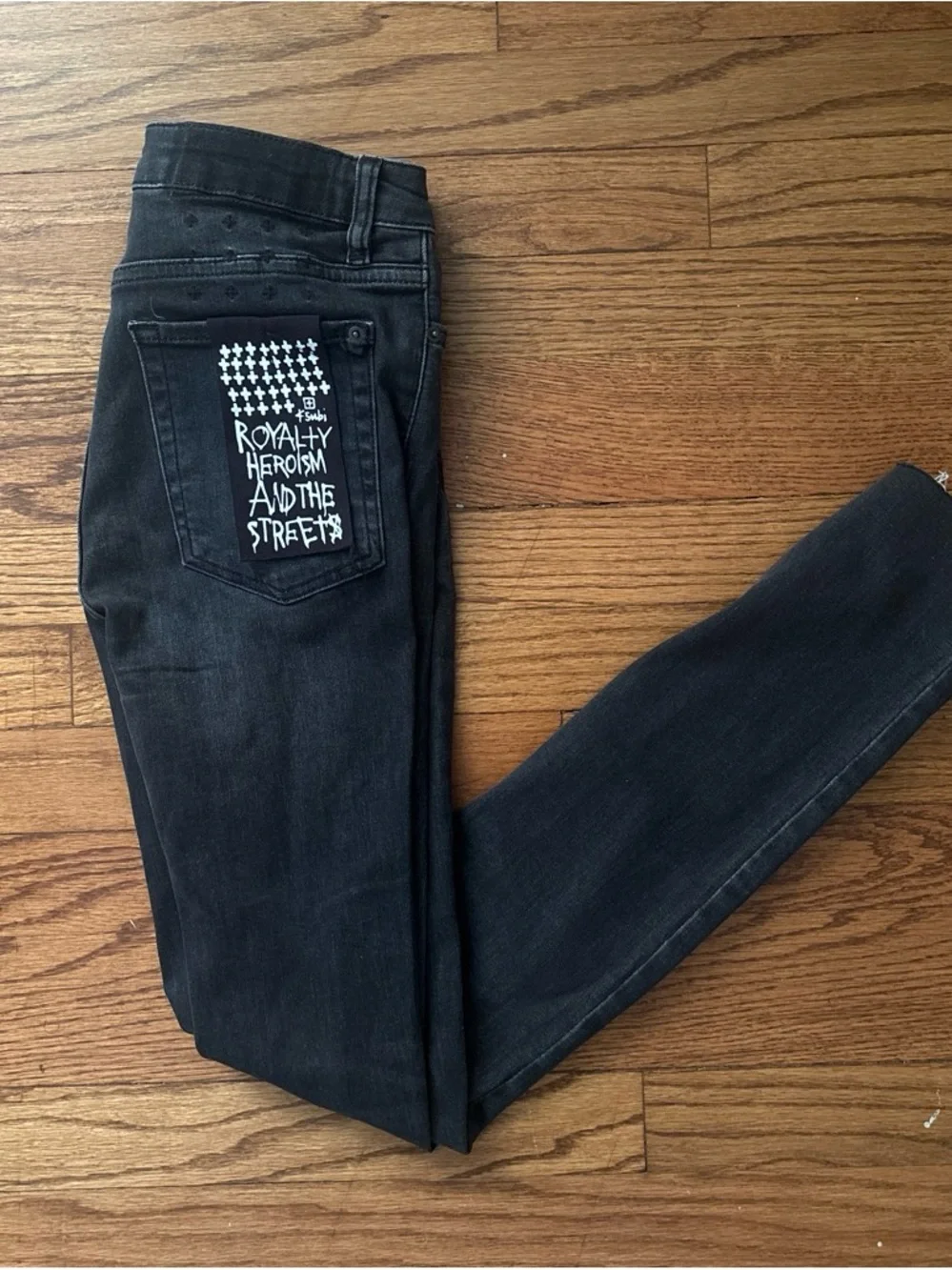 Ksubi Black Skinny Jeans with Back Pocket Graphic